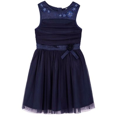 Yumi Girl blue Mesh Prom Dress With Corsage